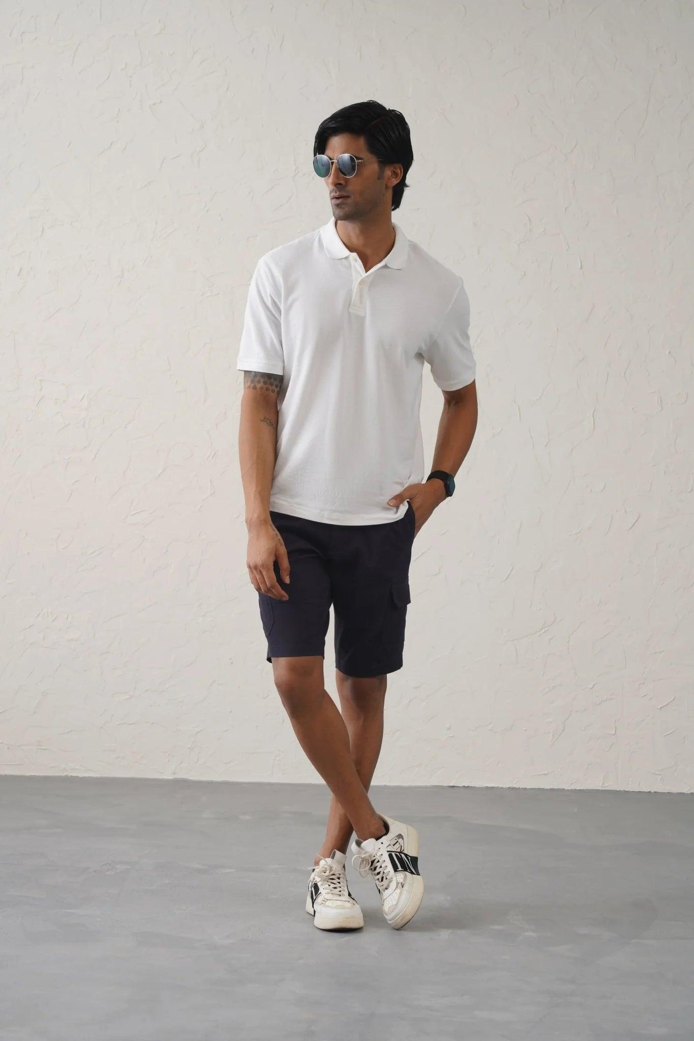 Solid Cargo Shirt & Shorts Set