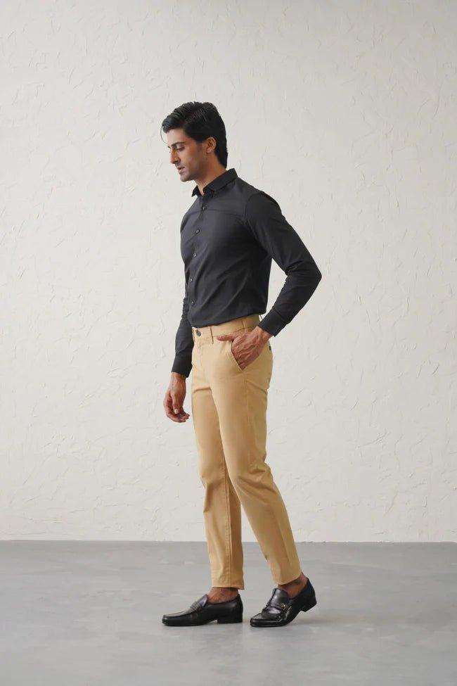 where should dress pants fall The ideal pant width and length for you