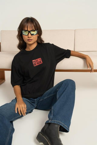 Meant to Be Floral Printed Oversized Tee For Women– Black
