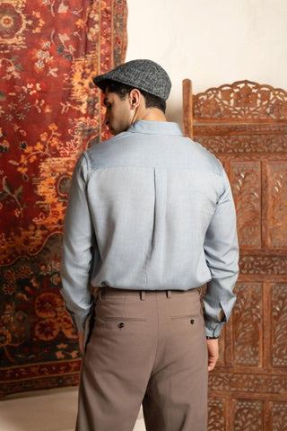 Minus One Men’s Blue Tencel Shirt – Regular Fit Minus One