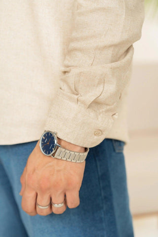 Minus One Men’s Ecru Linen Blend Shirt – Regular Fit Minus One