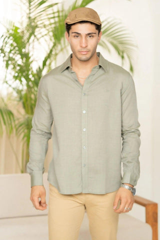 Minus One Men’s Green Tencel Shirt – Regular Fit Minus One