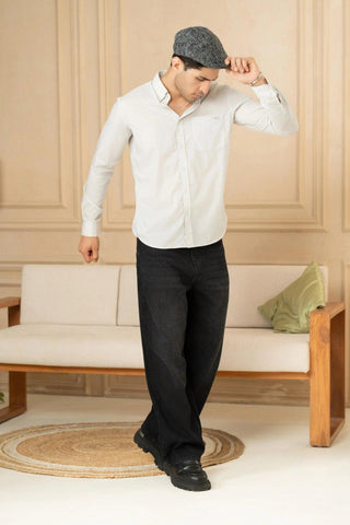 Minus One Men’s Grey Checkered Organic Cotton Shirt – Button-Down Collar | Regular Fit Minus One