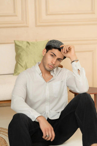 Minus One Men’s Grey Checkered Organic Cotton Shirt – Button-Down Collar | Regular Fit Minus One