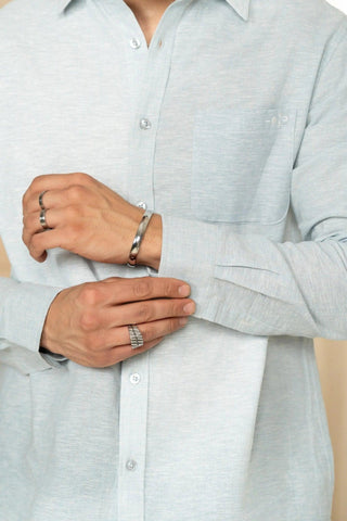 Minus One Men’s Light Blue Linen Blend Shirt – Regular Fit Minus One