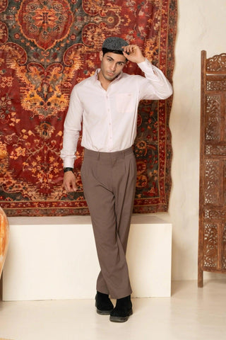 Minus One Men’s Pink Oxford Cotton Shirt – Regular Fit Minus One