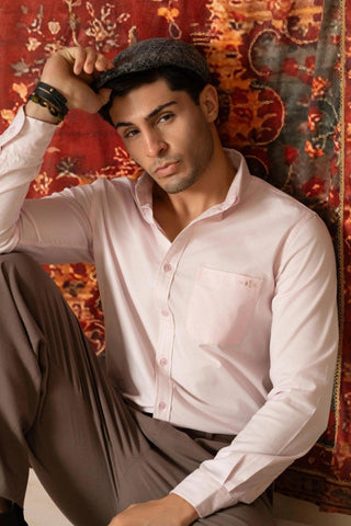 Minus One Men’s Pink Oxford Cotton Shirt – Regular Fit Minus One