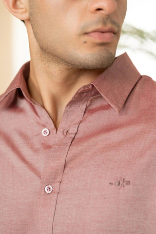 Minus One Men’s Red Tencel Shirt – Regular Fit Minus One