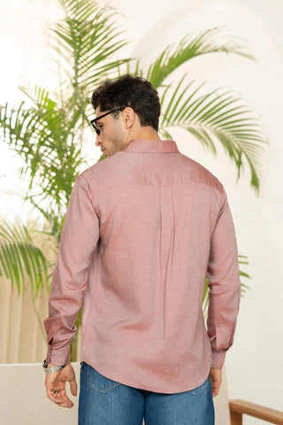 Minus One Men’s Red Tencel Shirt – Regular Fit Minus One