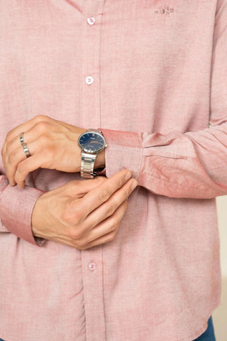 Minus One Men’s Red Tencel Shirt – Regular Fit Minus One