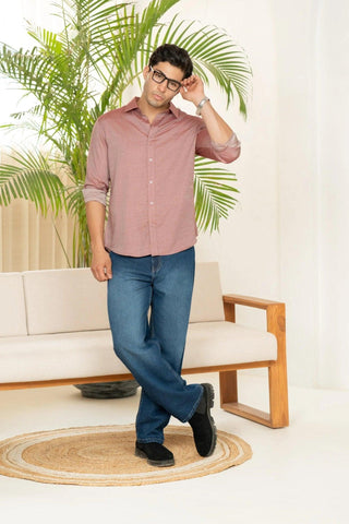 Minus One Men’s Red Tencel Shirt – Regular Fit Minus One