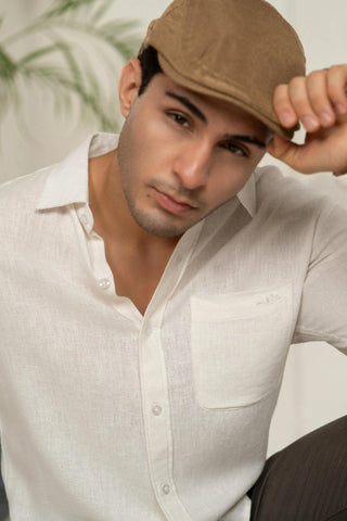 Minus One Men's White Linen Blend Shirt – Regular Fit Minus One