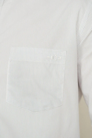 Minus One Men’s White Striped Organic Cotton Shirt – Button-Down Collar | Regular Fit Minus One