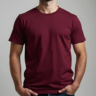 Supima Cotton Crew Neck T-Shirt - Maroon Minus One