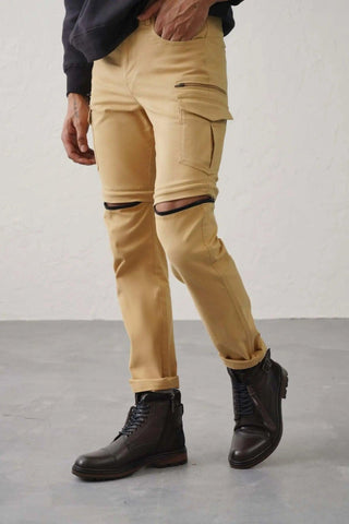 The Regular Fit Detachable Cargo Pants - Khaki Minus One