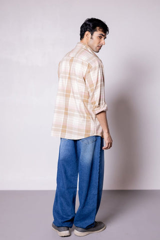Beige Checked Collar Shirt - Gimaq - The magic shuffle!