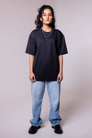 Black Solid Oversized T-shirt - Gimaq - The magic shuffle!