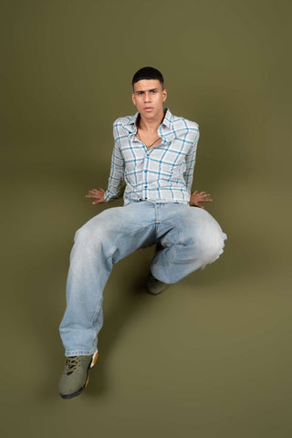 Blue Checked Cotton Shirt – Regular Fit - Gimaq - The magic shuffle!