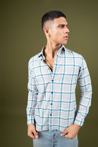 Blue Checked Cotton Shirt – Regular Fit - Gimaq - The magic shuffle!