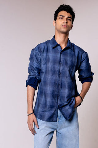 Blue Checked Oversized Reversible Corduroy Shirt - Gimaq - The magic shuffle!