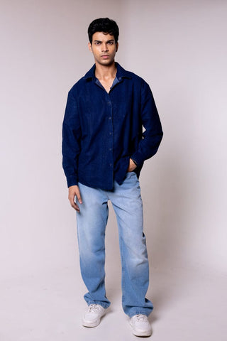 Blue Checked Oversized Reversible Corduroy Shirt - Gimaq - The magic shuffle!