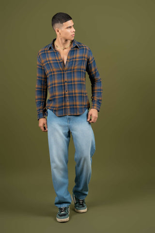 Blue - Yellow Checked Cotton Shirt – Regular Fit - Gimaq - The magic shuffle!