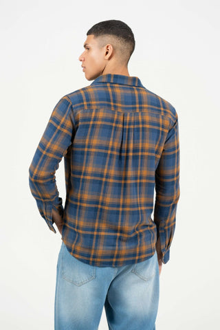 Blue - Yellow Checked Cotton Shirt – Regular Fit - Gimaq - The magic shuffle!