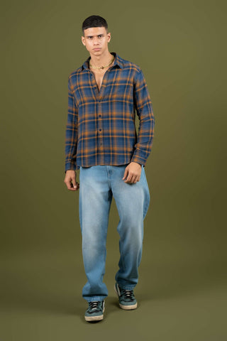 Blue - Yellow Checked Cotton Shirt – Regular Fit - Gimaq - The magic shuffle!