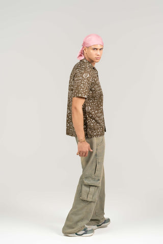 Coffee Brown Floral Cuban Collar Shirt – Regular Fit - Gimaq - The magic shuffle!