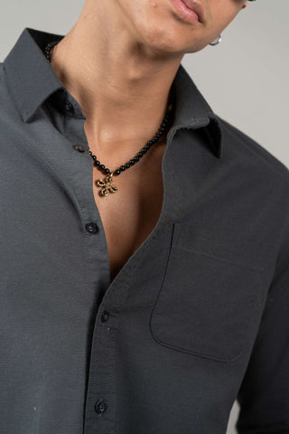 Dark Grey Full Sleeve Cotton Shirt – Regular Fit - Gimaq - The magic shuffle!