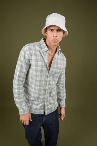 Light Green Checked Cotton Shirt – Regular Fit - Gimaq - The magic shuffle!