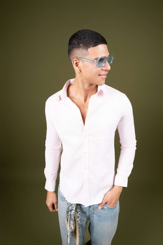 Light Pink Full Sleeve Cotton Shirt – Regular Fit - Gimaq - The magic shuffle!