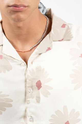 Off - White Floral Cuban Collar Shirt – Loose Fit - Gimaq - The magic shuffle!