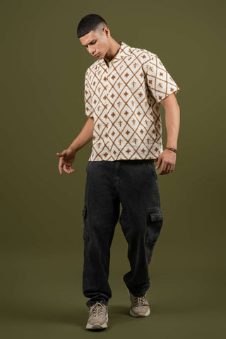 Off - White Printed Cuban Collar Shirt – Loose Fit - Gimaq - The magic shuffle!