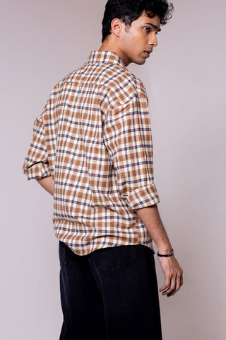 Oversized Brown Checked Shirt - Gimaq - The magic shuffle!