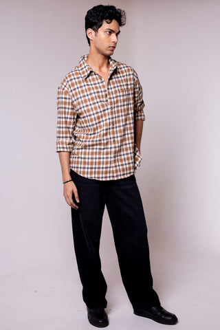 Oversized Brown Checked Shirt - Gimaq - The magic shuffle!