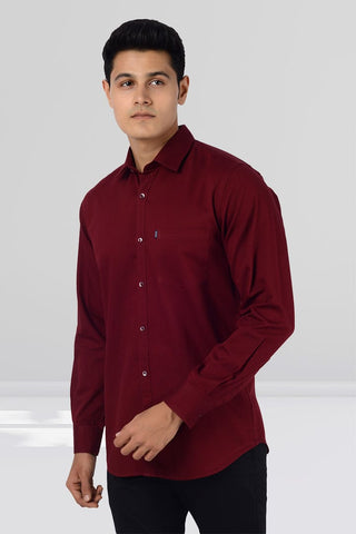 Slim Fit Full Sleeves Shirt - Maroon - Gimaq - The magic shuffle!