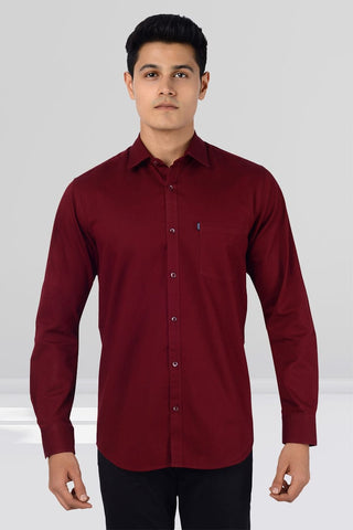 Slim Fit Full Sleeves Shirt - Maroon - Gimaq - The magic shuffle!