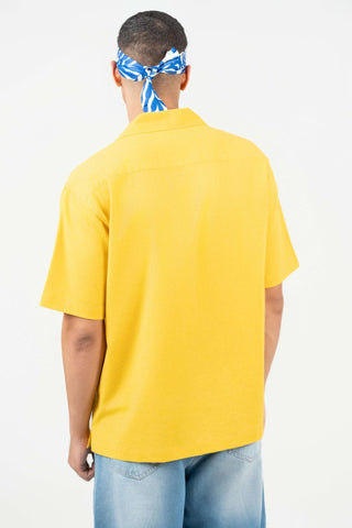 Yellow Cuban Collar Shirt – Loose Fit - Gimaq - The magic shuffle!