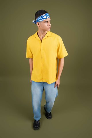 Yellow Cuban Collar Shirt – Loose Fit - Gimaq - The magic shuffle!