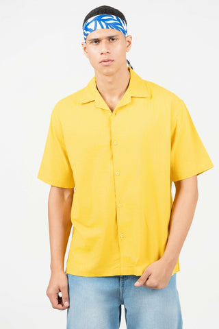 Yellow Cuban Collar Shirt – Loose Fit - Gimaq - The magic shuffle!