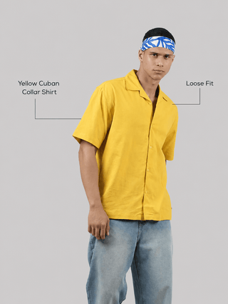 Yellow Cuban Collar Shirt – Loose Fit