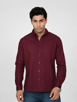 Maroon Oxford Organic Cotton Shirt – Regular Fit