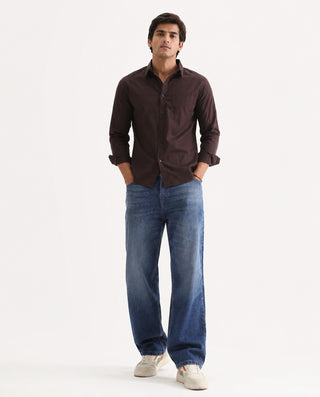 Dark Brown Cotton Shirt – Regular Fit, Full Sleeves