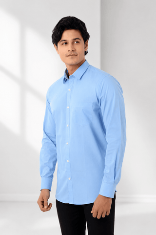 Slim Fit Full Sleeves Shirt- Blue