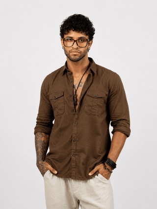 Full Sleeve Safari Shirt – Khaki Brown