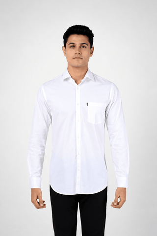 Cotton Slim Fit Half Sleeves Shirt-White