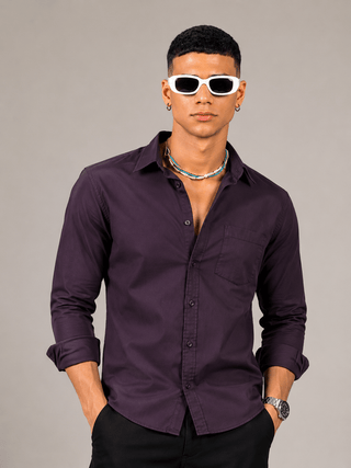 Purple Full Sleeve Cotton Shirt – Regular Fit