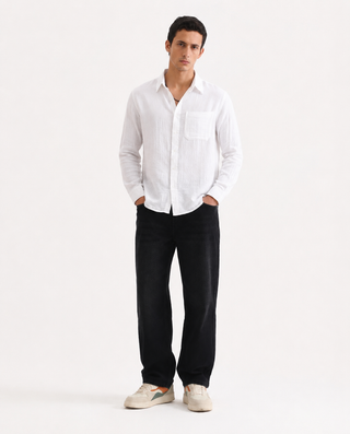 White Cotton Shirt – Regular Fit, Full Sleeves