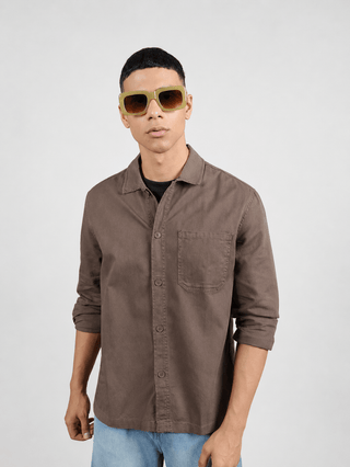 Men's Cotton Twill Shacket – Brown